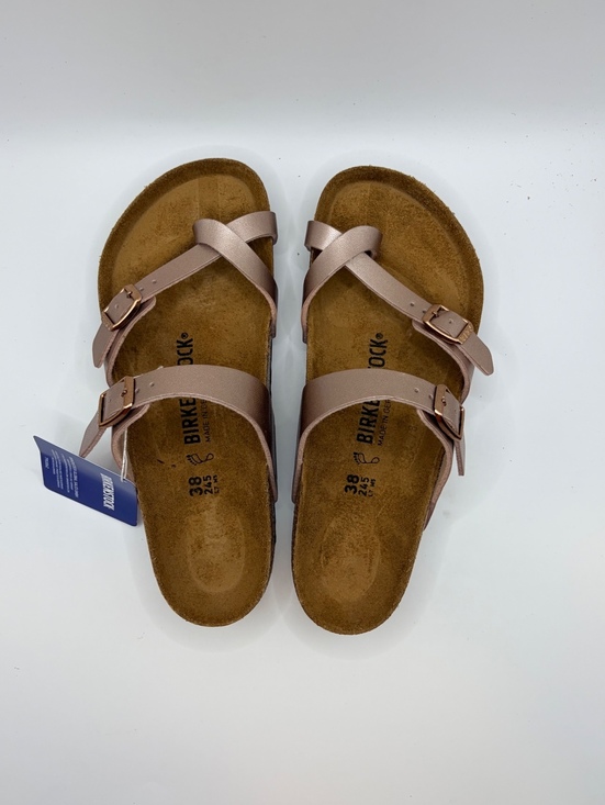 Birkenstock Shoes - Birkenstock Women's Mayer Copper Leather Toe Loop Sandals Size 38